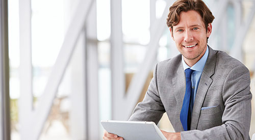 Business man working on tablet